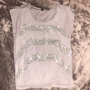 EXPRESS SHORT SLEEVE SEQUIN TOP